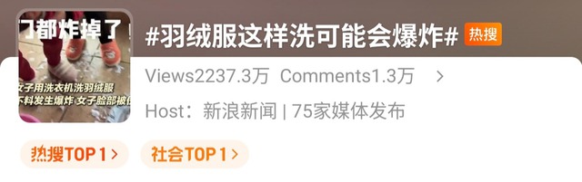 Top 1 hot search: Áo phao lông vũ nổ tung trong máy giặt, 22 triệu người xem đều hồn vía lên mây- Ảnh 1.