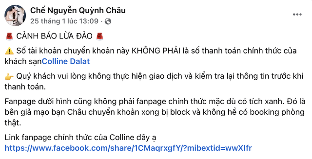 Vợ Á hậu của chủ tịch khách sạn Colline Dalat cảnh báo nóng, khách cẩn thận kẻo mất tiền oan- Ảnh 1.