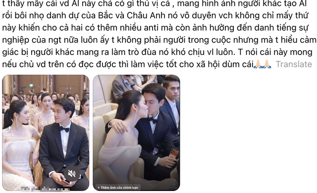 "Khó chịu vô cùng" với loạt ảnh, video AI gán ghép Đình Bắc và Á hậu Châu Anh để câu view- Ảnh 2.