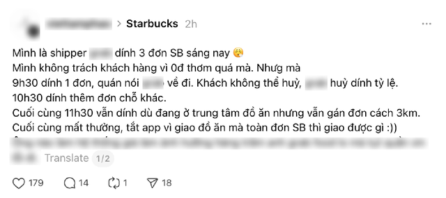 Starbucks 0 đồng, người khổ là shipper- Ảnh 2. Starbucks 0 đồng, người khổ là shipper- Ảnh 2.