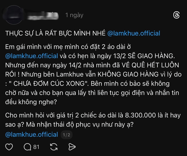 1 thương hiệu áo dài lên tiếng xin lỗi ngày cận Tết- Ảnh 3.