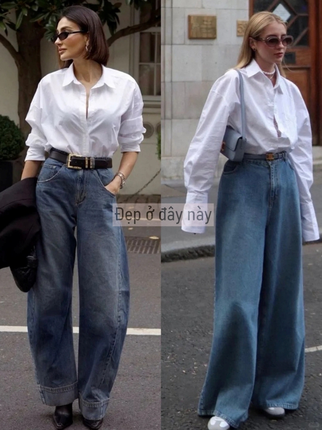Sơ mi trắng và quần jeans ống rộng: Công thức “đinh” 2026 cho vẻ đẹp tối giản mà vẫn sang tuyệt đối - Ảnh 5.