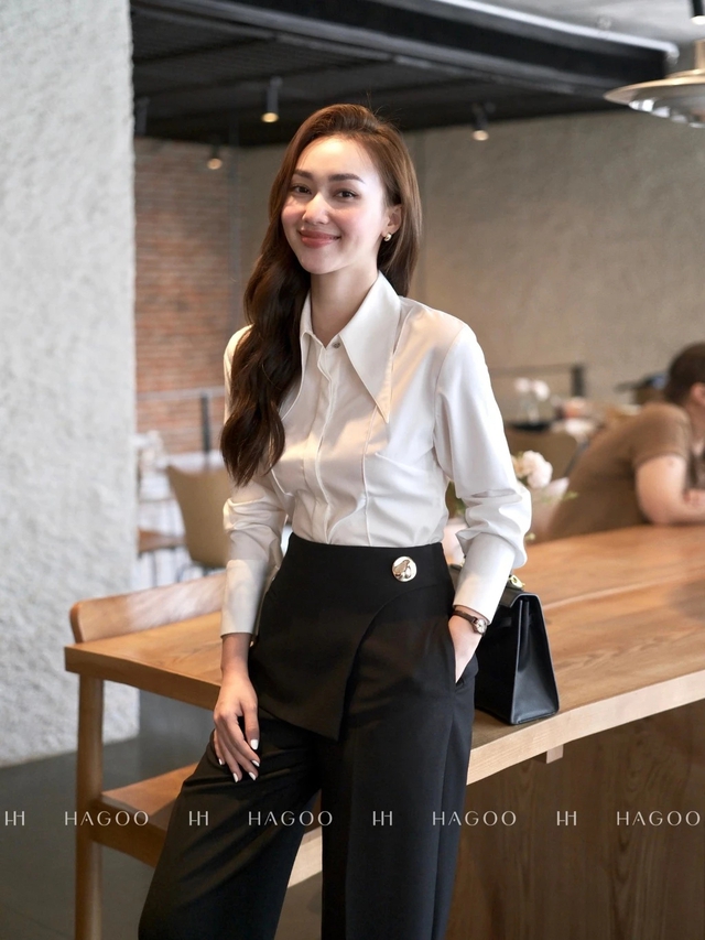 Sơ mi trắng và quần jeans ống rộng: Công thức “đinh” 2026 cho vẻ đẹp tối giản mà vẫn sang tuyệt đối - Ảnh 6.