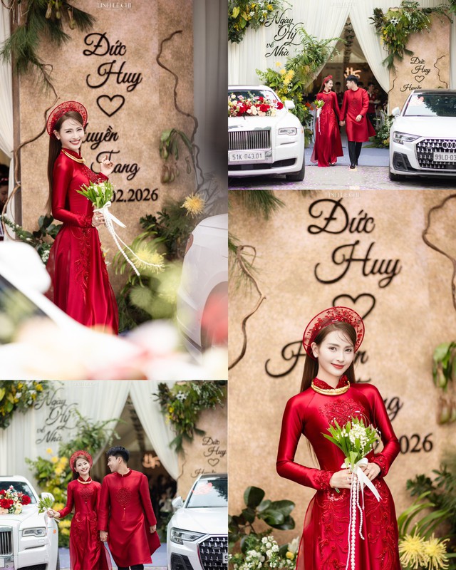 Ảnh nét căng: MC Mù Tạt đeo vàng nặng trĩu lên xe hoa cùng tuyển thủ Đức Huy,"nắn chồng" cực gắt ngay đêm tân hôn- Ảnh 4.