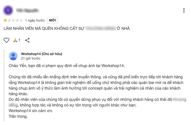 "Không được chụp ảnh" nên khách review 1 sao, quán rượu Hà Nội đáp trả: Chúng tôi không phù hợp với nhu cầu các bạn- Ảnh 3. "Không được chụp ảnh" nên khách review 1 sao, quán rượu Hà Nội đáp trả: Chúng tôi không phù hợp với nhu cầu các bạn- Ảnh 3.