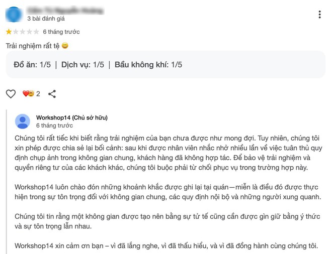 "Không được chụp ảnh" nên khách review 1 sao, quán rượu Hà Nội đáp trả: Chúng tôi không phù hợp với nhu cầu các bạn- Ảnh 4. "Không được chụp ảnh" nên khách review 1 sao, quán rượu Hà Nội đáp trả: Chúng tôi không phù hợp với nhu cầu các bạn- Ảnh 4.