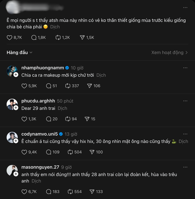 Các Anh Trai đang làm loạn MXH Threads: Cư dân mạng hoài nghi chia bè kết phái, bằng mặt không bằng lòng?- Ảnh 2. Các Anh Trai đang làm loạn MXH Threads: Cư dân mạng hoài nghi chia bè kết phái, bằng mặt không bằng lòng?- Ảnh 2.