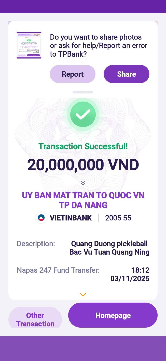 Quang Dương pickleball “chốt” hơn 800 triệu ủng hộ miền Trung lũ lụt, nhắn một lời giản dị khiến ai cũng xúc động- Ảnh 3.