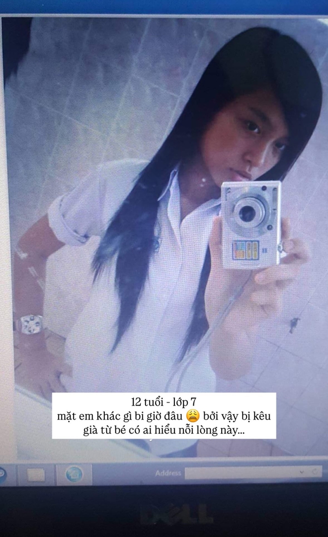 "Phú bà" tự nhận cơ địa mặt già bẩm sinh, tung hình hồi lớp 7 để chứng minh... visual "đóng băng"- Ảnh 4. "Phú bà" tự nhận cơ địa mặt già bẩm sinh, tung hình hồi lớp 7 để chứng minh... visual "đóng băng"- Ảnh 4.