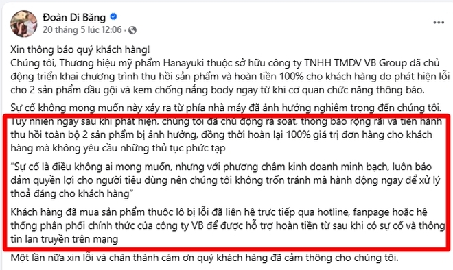 Cách hoàn tiền loạt sản phẩm bị thu hồi của Đoàn Di Băng: Không có hướng dẫn công khai, rối như tơ vò!- Ảnh 2.