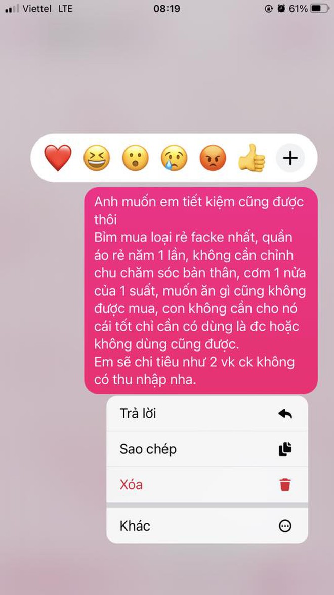 Chồng không cho đi làm, tiêu gì cũng bắt "sao kê": Đoạn tin nhắn khiến tất cả xót xa!- Ảnh 2.
