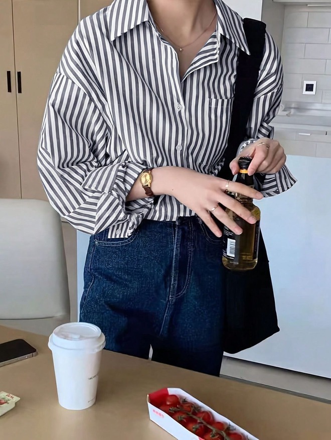4 kiểu áo sơ mi "chuốc say" gái Hàn: Sành điệu, thanh lịch, phối cùng quần jeans hay chân váy đều ăn ý- Ảnh 5.