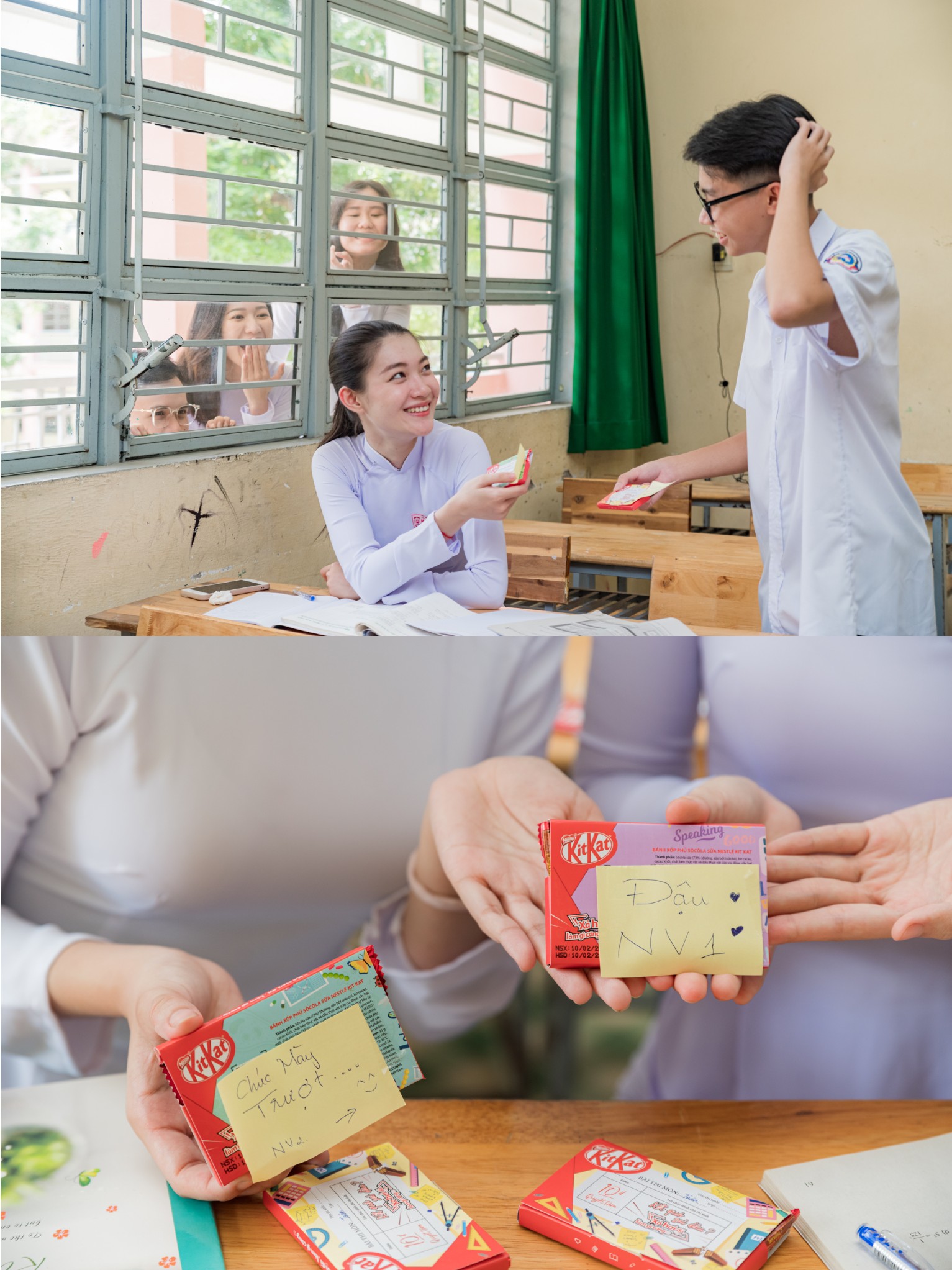 Trao KitKat, trao may mắn, chúc bà thi tốt và sớm “thích” được tôi