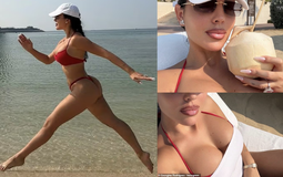 Vị hôn thê của Ronaldo diện bikini đỏ khoe body “bốc lửa" sau khi chốt địa điểm siêu đám cưới, visual "rich mom" đỉnh chóp