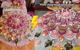 Mâm cúng thôi nôi 3,1 triệu làm như mèo mửa khiến mẹ bỉm bức xúc: Xôi nứt toác, 4 quả táo chỏng chơ! 