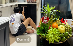 Vợ Thành Chung khoe khéo biệt thự lộng lẫy ngày Tết: Chồng lo dọn dẹp, vợ trổ tài nữ công gia chánh điểm 10