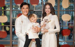 Gia đình Bùi Tiến Dũng và vợ mẫu tây diện áo dài đón Tết: Visual sáng bừng, cả nhà ai cũng cực phẩm