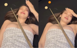 Lấy vòng một làm giá đỡ gậy bi-a, nàng hot girl bị chỉ trích không ngớt, cố tình dựng "content" câu view