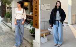 Phụ nữ Hàn mặc quần jeans ống rộng rất đẹp với 5 công thức