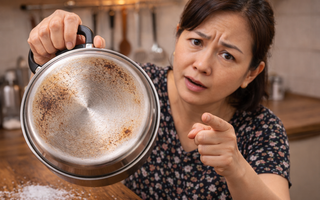 Mẹ tôi dặn: Cọ nồi cháy bằng muối hạt là sai bét – sạch đâu chưa thấy, chỉ thấy đáy nồi mòn toang