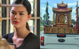 Diễn viên Ngọc Trinh nghẹn lòng đưa tiễn bố về nơi an nghỉ cuối cùng