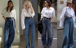 Sơ mi trắng và quần jeans ống rộng: Công thức “đinh” 2026 cho vẻ đẹp tối giản mà vẫn sang tuyệt đối