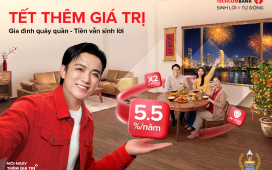 Lợi suất đến 5.5%/năm: Tối ưu từng đồng tiền nhàn rỗi dịp Tết với Techcombank Sinh Lời Tự Động