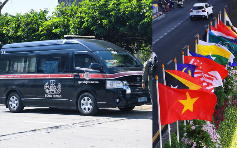 Cận cảnh xe dò bom mìn xuất hiện tại SVĐ Rajamangala trước giờ lễ khai mạc SEA Games 33