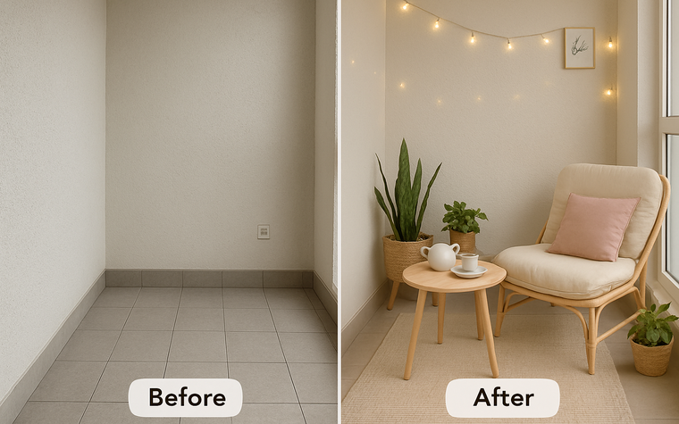 Làm thế nào để biến 3m² góc ban công căn hộ 50m² thành nơi thư giãn đọc sách, uống trà chỉ với 5 triệu đồng?