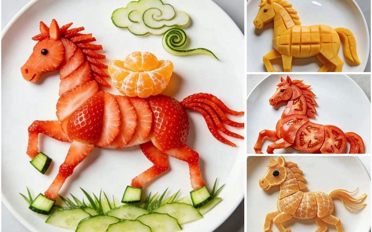 Đón năm mới rực rỡ tài lộc với các đĩa trái cây theo chủ đề "Mã đáo thành công" cực đẹp mắt