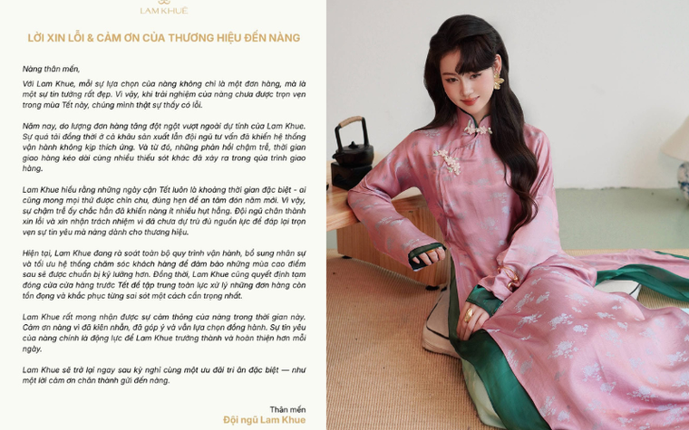 1 thương hiệu áo dài lên tiếng xin lỗi ngày cận Tết