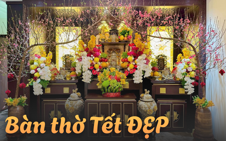 Mùng 1 Tết ngắm ban thờ gia tiên đẹp chấn động: Đúng lễ nghi chuẩn phong thuỷ, cả cõi mạng cùng trầm trồ